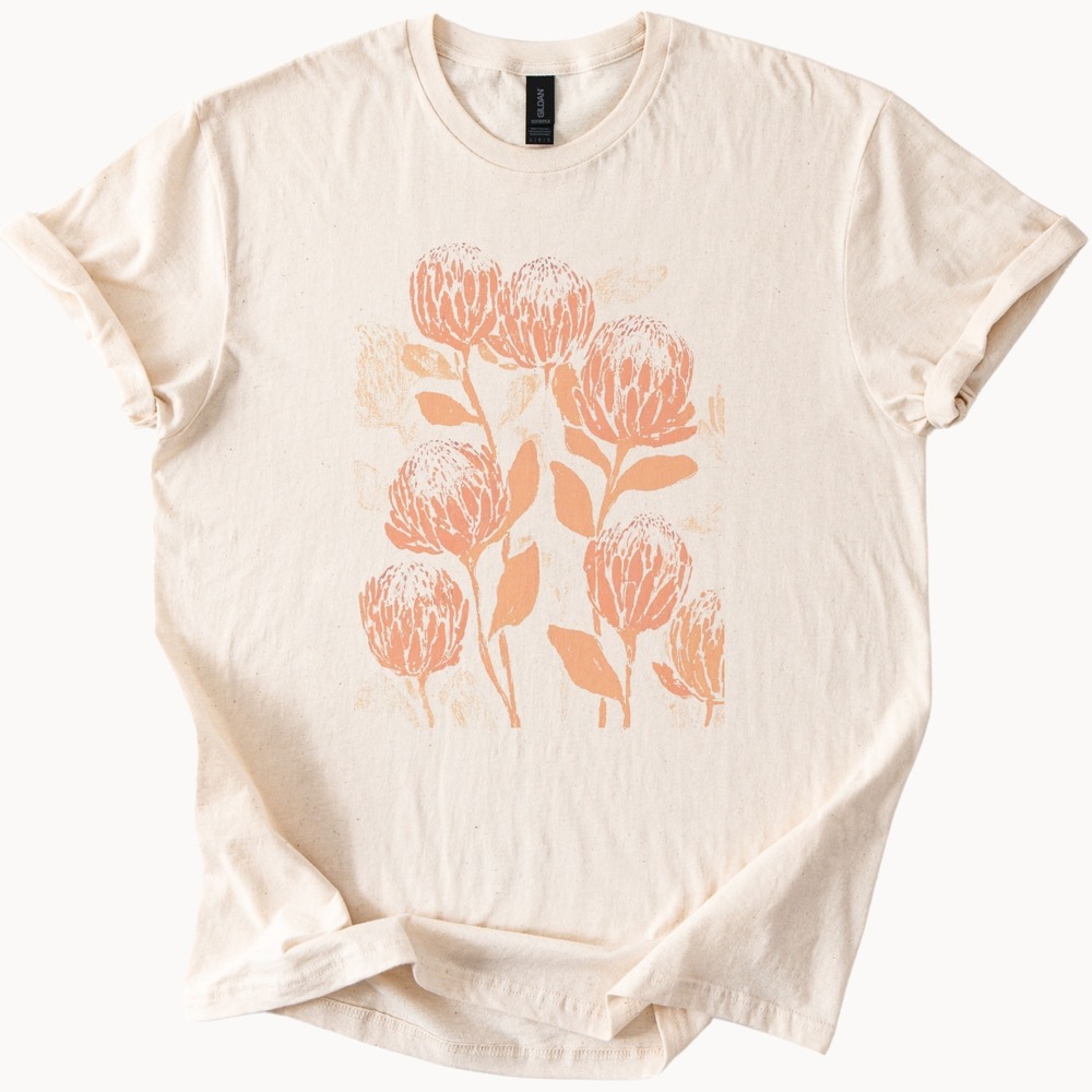 Botanical Wildflower Graphic Tee Hand-Painted Style Natural